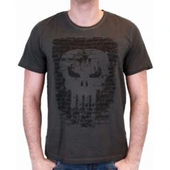 Tee-Shirt Noir Distress Skull Punisher