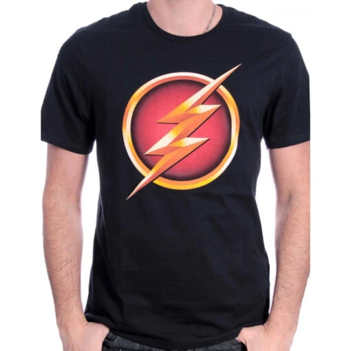 Tee Shirt Noir Logo Distress Flash